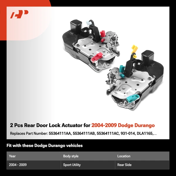2 Pcs Rear Door Lock Actuator for 2004-2009 Dodge Durango