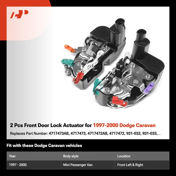 2 Pcs Front Door Lock Actuator for 1997-2000 Dodge Caravan