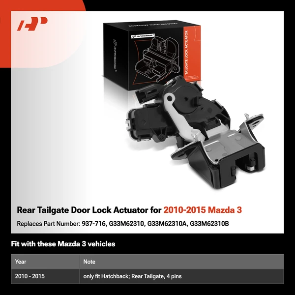 Rear Tailgate Door Lock Actuator for 2010-2015 Mazda 3