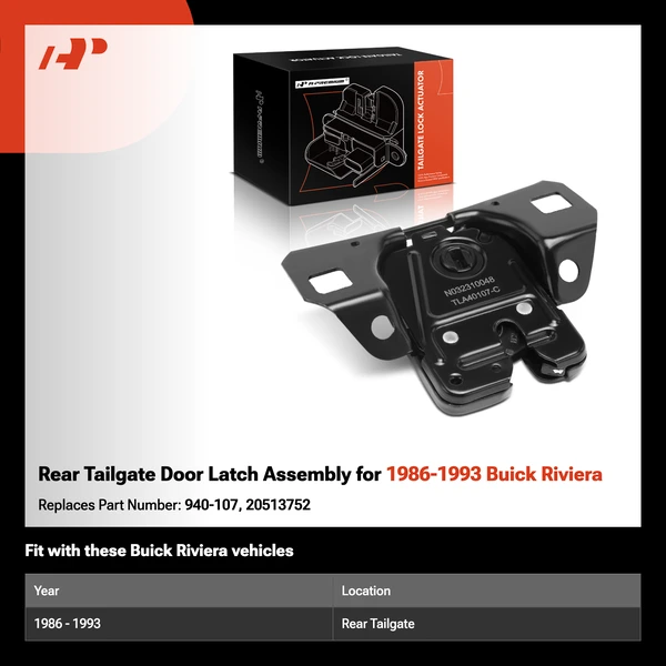 Rear Tailgate Door Latch Assembly for 1986-1993 Buick Riviera