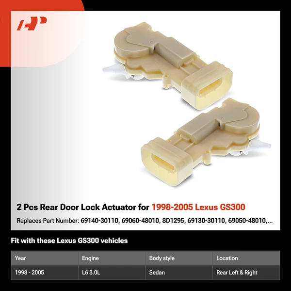 2 Pcs Rear Door Lock Actuator for 1998-2005 Lexus GS300