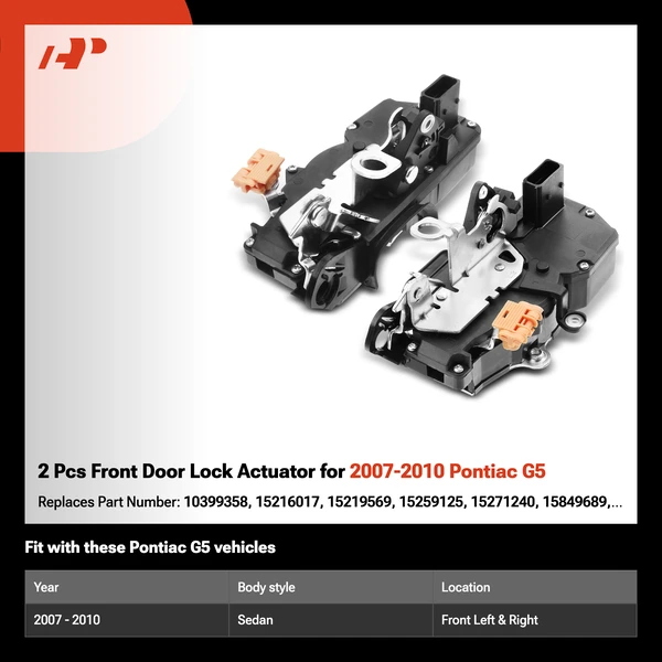 2 Pcs Front Door Lock Actuator for 2007-2010 Pontiac G5