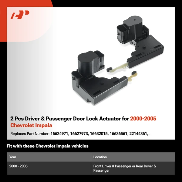 2 Pcs Driver & Passenger Door Lock Actuator for 2000-2005 Chevrolet Impala