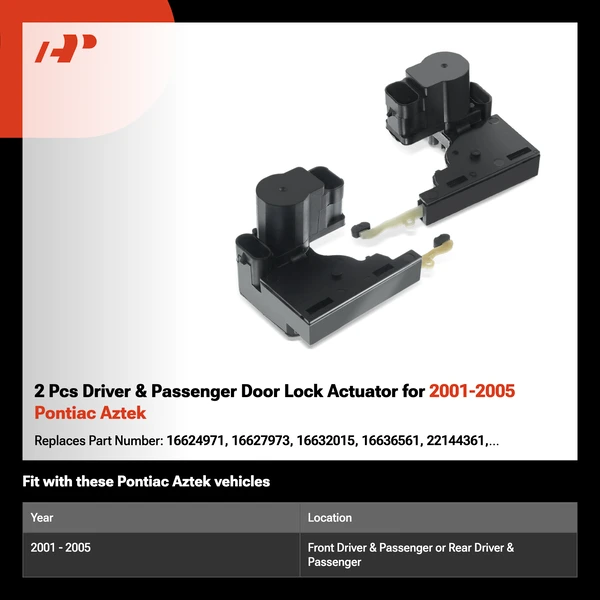 2 Pcs Driver & Passenger Door Lock Actuator for 2001-2005 Pontiac Aztek
