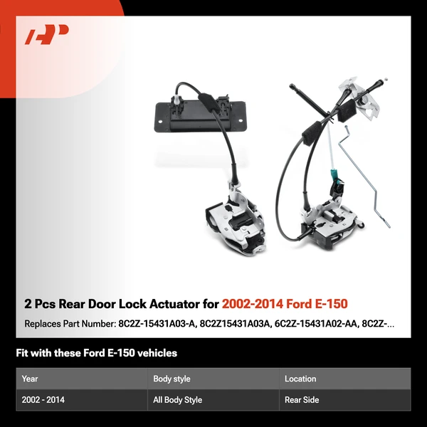 2 Pcs Rear Door Lock Actuator for 2002-2014 Ford E-150