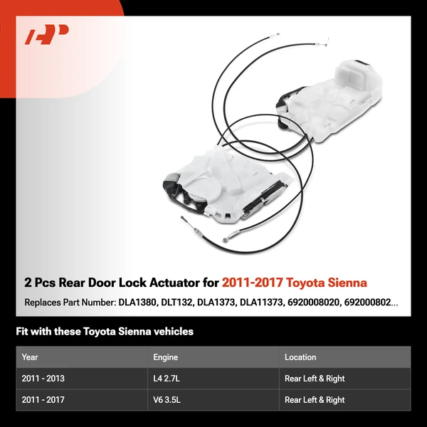 2 Pcs Rear Door Lock Actuator for 2011-2017 Toyota Sienna