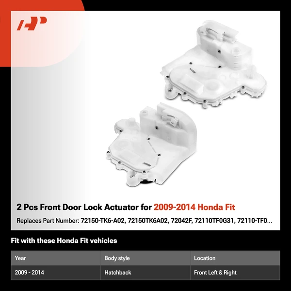 2 Pcs Front Door Lock Actuator for 2009-2014 Honda Fit