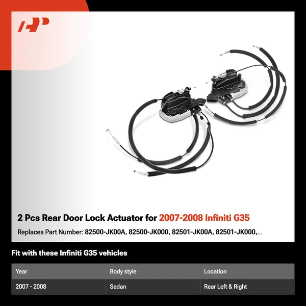 2 Pcs Rear Door Lock Actuator for 2007-2008 Infiniti G35