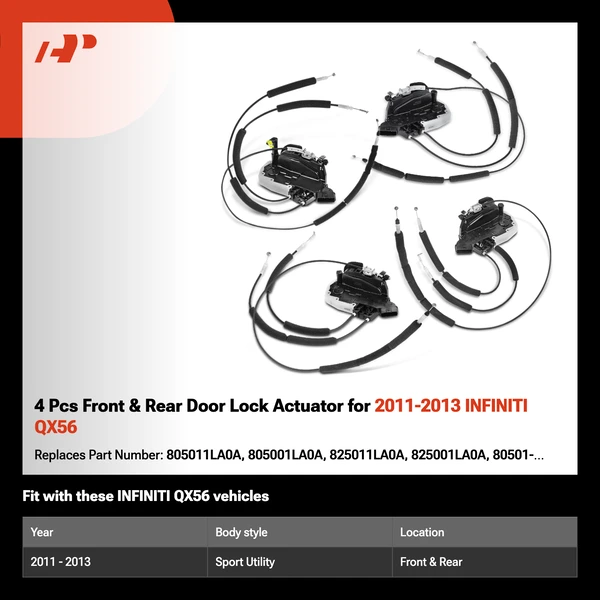 4 Pcs Front & Rear Door Lock Actuator for 2011-2013 INFINITI QX56