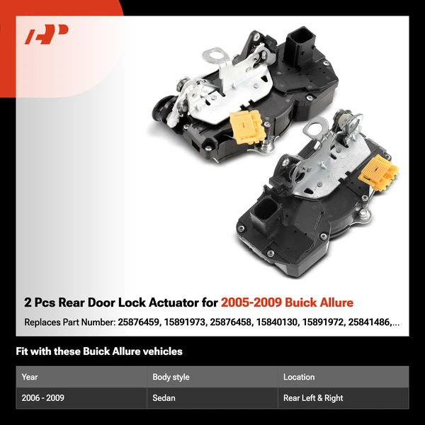 2 Pcs Rear Door Lock Actuator for 2005-2009 Buick Allure