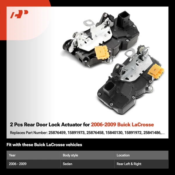 2 Pcs Rear Door Lock Actuator for 2006-2009 Buick LaCrosse