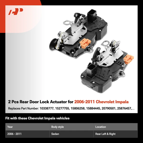 2 Pcs Rear Door Lock Actuator for 2006-2011 Chevrolet Impala
