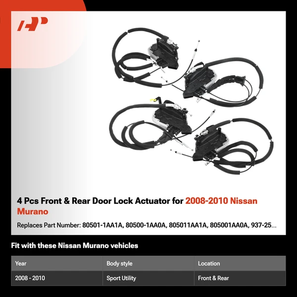 4 Pcs Front & Rear Door Lock Actuator for 2008-2010 Nissan Murano