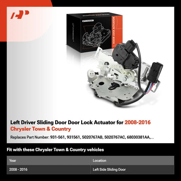 Left Driver Sliding Door Door Lock Actuator for 2008-2016 Chrysler Town & Country