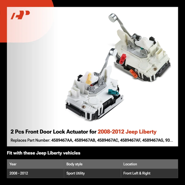 2 Pcs Front Door Lock Actuator for 2008-2012 Jeep Liberty