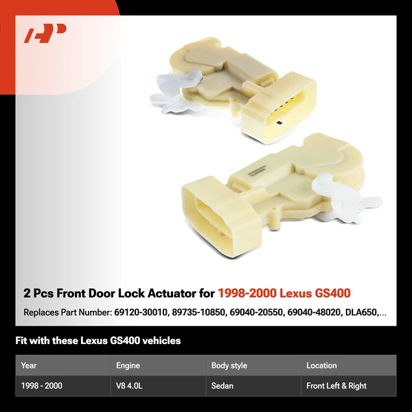 2 Pcs Front Door Lock Actuator for 1998-2000 Lexus GS400