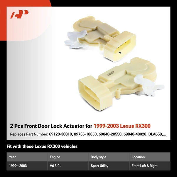 2 Pcs Front Door Lock Actuator for 1999-2003 Lexus RX300