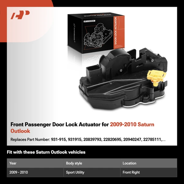 Front Passenger Door Lock Actuator for 2009-2010 Saturn Outlook