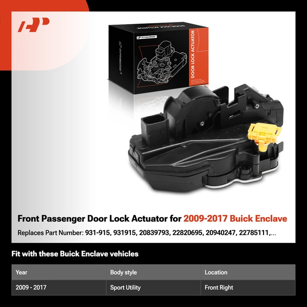 Front Passenger Door Lock Actuator for 2009-2017 Buick Enclave