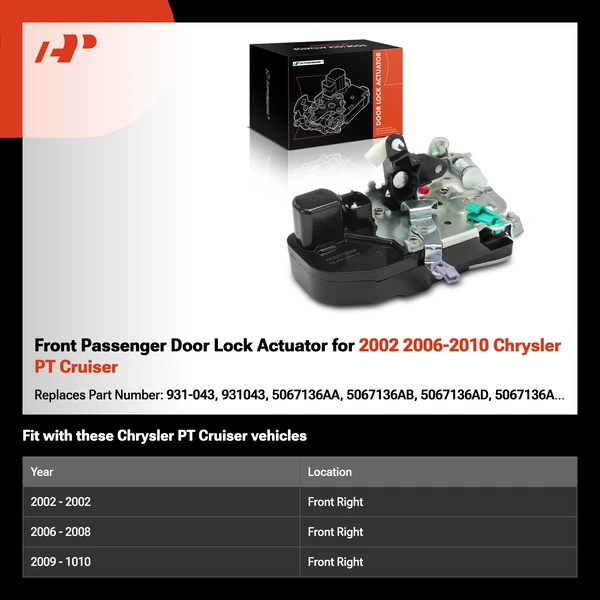 Front Passenger Door Lock Actuator for 2002 2006-2010 Chrysler PT Cruiser