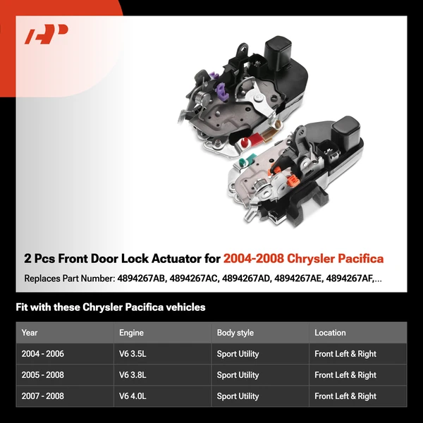 2 Pcs Front Door Lock Actuator for 2004-2008 Chrysler Pacifica