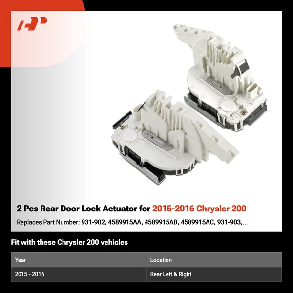 2 Pcs Rear Door Lock Actuator for 2015-2016 Chrysler 200