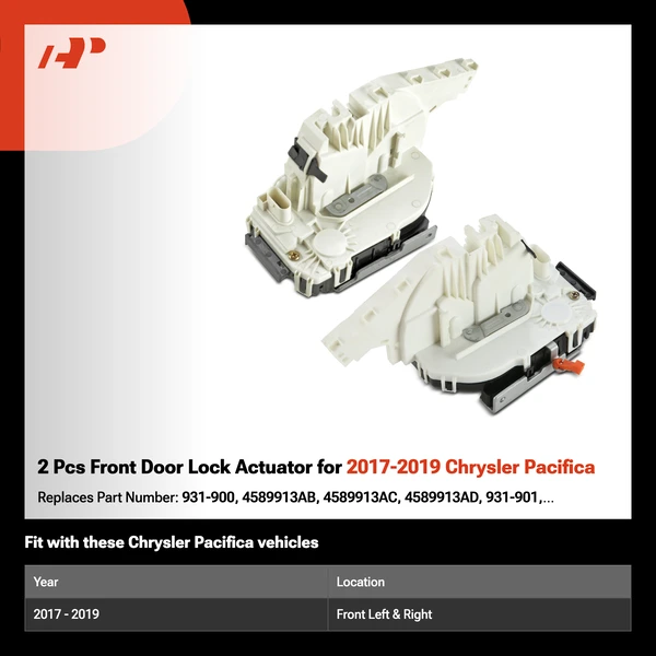 2 Pcs Front Door Lock Actuator for 2017-2019 Chrysler Pacifica