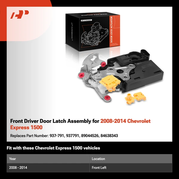 Front Driver Door Latch Assembly for 2008-2014 Chevrolet Express 1500