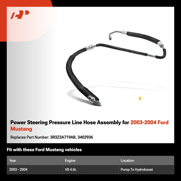 Power Steering Pressure Line Hose Assembly for 2003-2004 Ford Mustang
