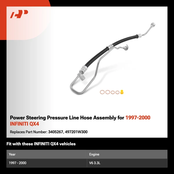 Power Steering Pressure Line Hose Assembly for 1997-2000 INFINITI QX4