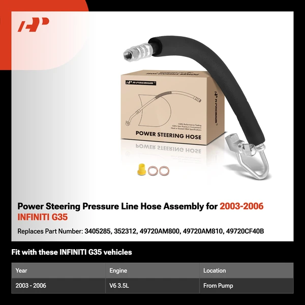 Power Steering Pressure Line Hose Assembly for 2003-2006 INFINITI G35