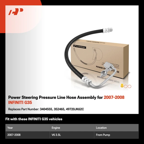 Power Steering Pressure Line Hose Assembly for 2007-2008 INFINITI G35