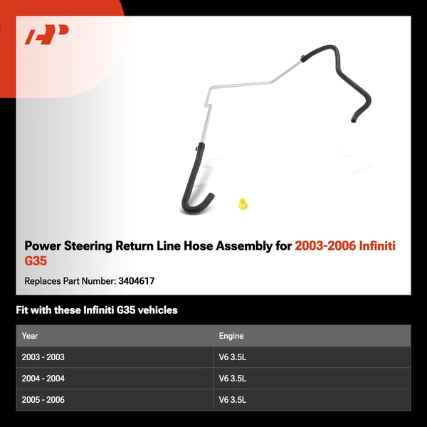 Power Steering Return Line Hose Assembly for 2003-2006 Infiniti G35