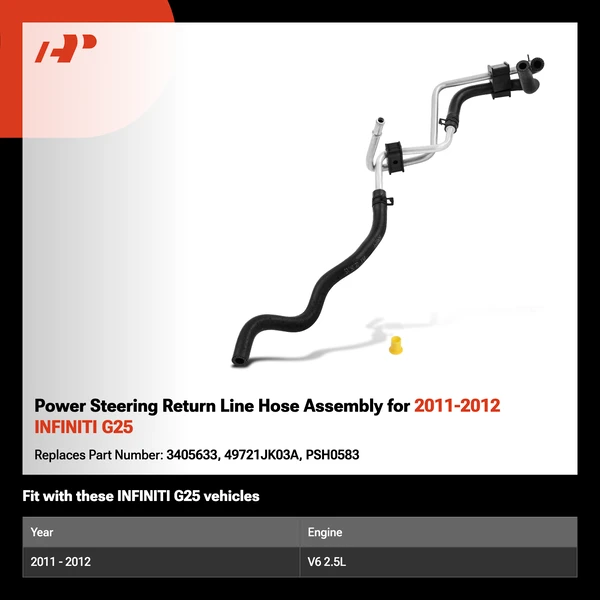 Power Steering Return Line Hose Assembly for 2011-2012 INFINITI G25
