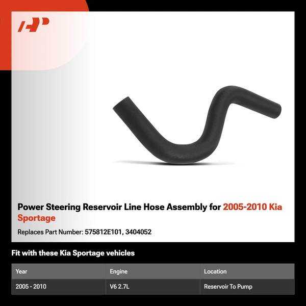 Power Steering Reservoir Line Hose Assembly for 2005-2010 Kia Sportage