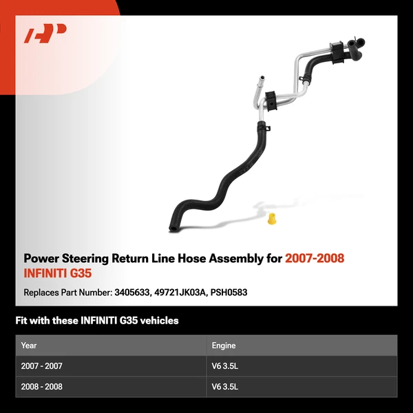 Power Steering Return Line Hose Assembly for 2007-2008 INFINITI G35
