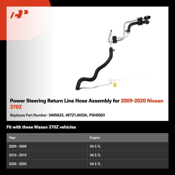 Power Steering Return Line Hose Assembly for 2009-2020 Nissan 370Z