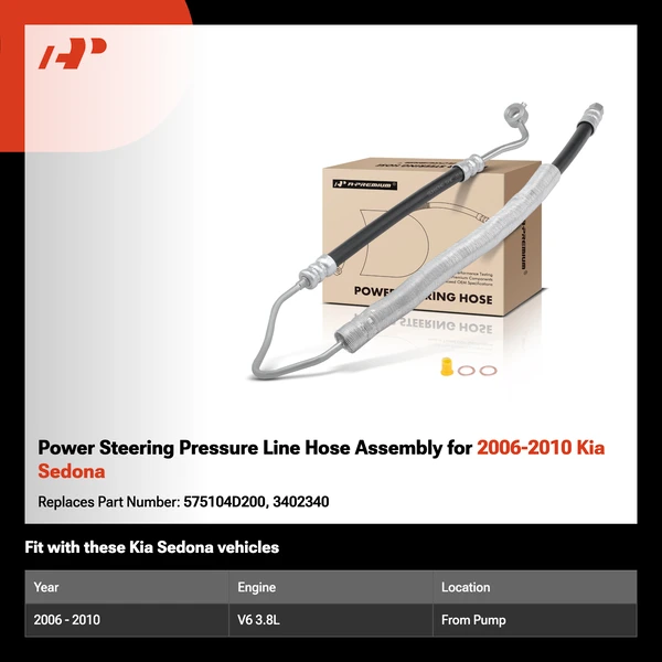 Power Steering Pressure Line Hose Assembly for 2006-2010 Kia Sedona