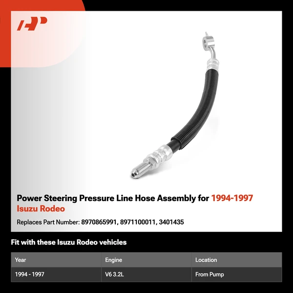 Power Steering Pressure Line Hose Assembly for 1994-1997 Isuzu Rodeo