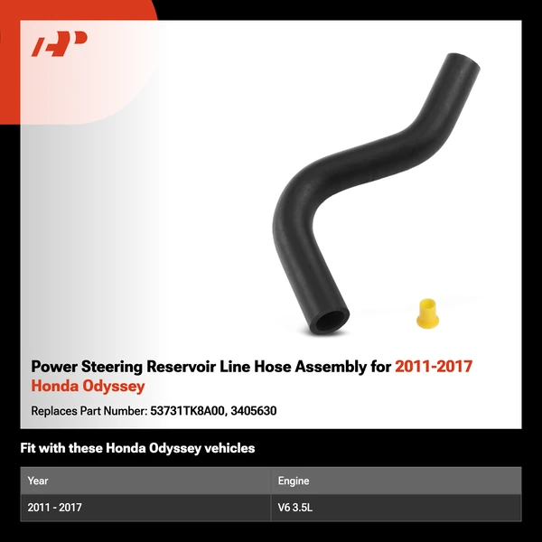 Power Steering Reservoir Line Hose Assembly for 2011-2017 Honda Odyssey