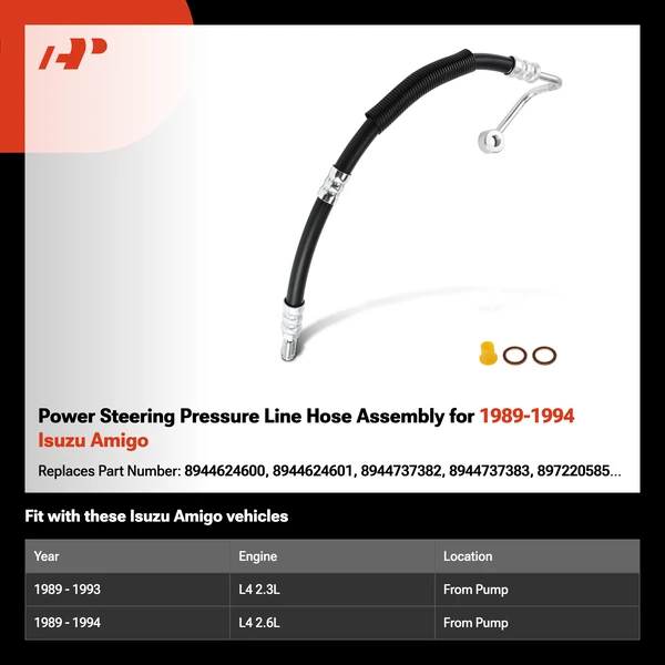 Power Steering Pressure Line Hose Assembly for 1989-1994 Isuzu Amigo