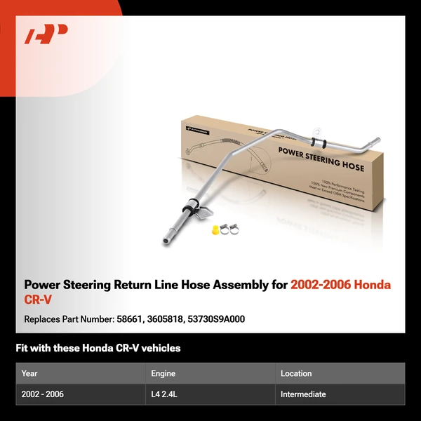 Power Steering Return Line Hose Assembly for 2002-2006 Honda CR-V