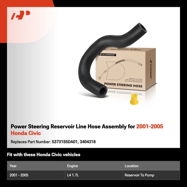 Power Steering Reservoir Line Hose Assembly for 2001-2005 Honda Civic