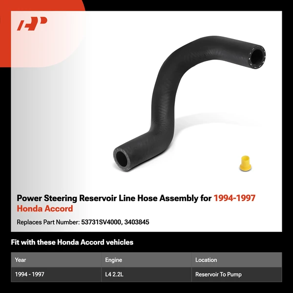 Power Steering Reservoir Line Hose Assembly for 1994-1997 Honda Accord
