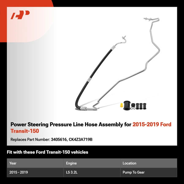 Power Steering Pressure Line Hose Assembly for 2015-2019 Ford Transit-150