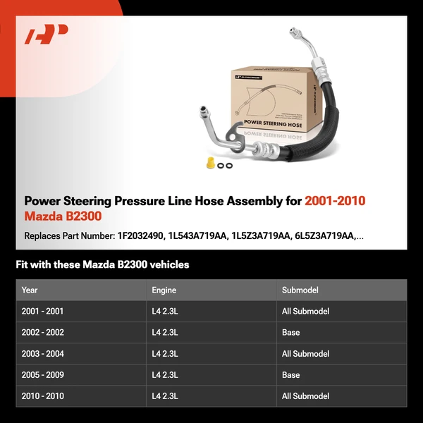 Power Steering Pressure Line Hose Assembly for 2001-2010 Mazda B2300