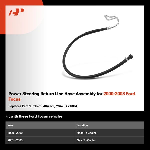 Power Steering Return Line Hose Assembly for 2000-2003 Ford Focus