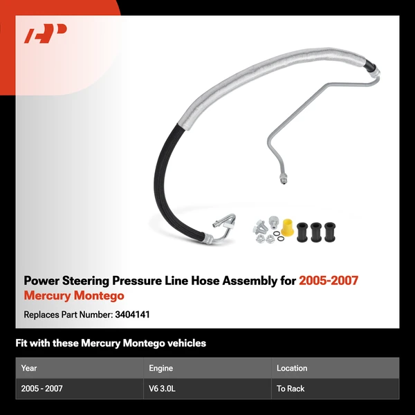 Power Steering Pressure Line Hose Assembly for 2005-2007 Mercury Montego