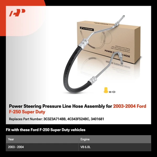 Power Steering Pressure Line Hose Assembly for 2003-2004 Ford F-250 Super Duty