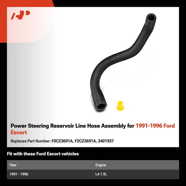 Power Steering Reservoir Line Hose Assembly for 1991-1996 Ford Escort